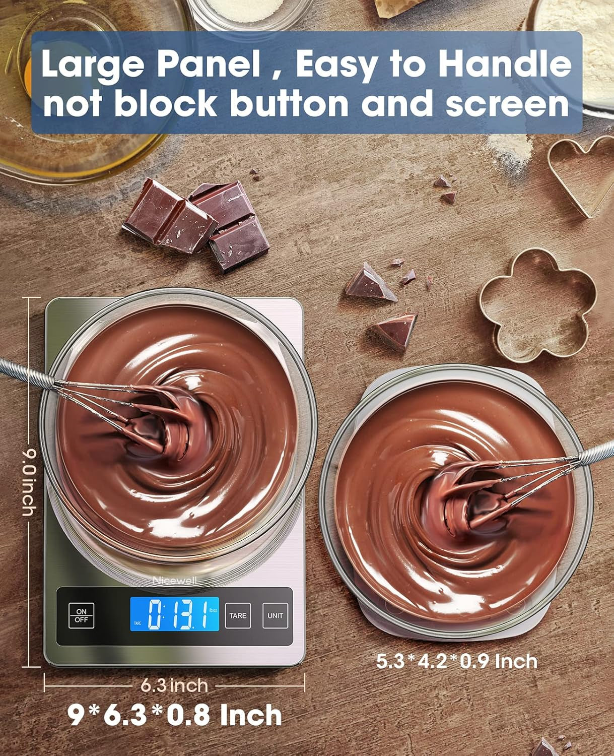 Food Scale, 22Lb Digital Kitchen Scale Weight Grams and Oz for Cooking Baking, 1G/0.1Oz Precise Graduation, Stainless Steel and Tempered Glass
